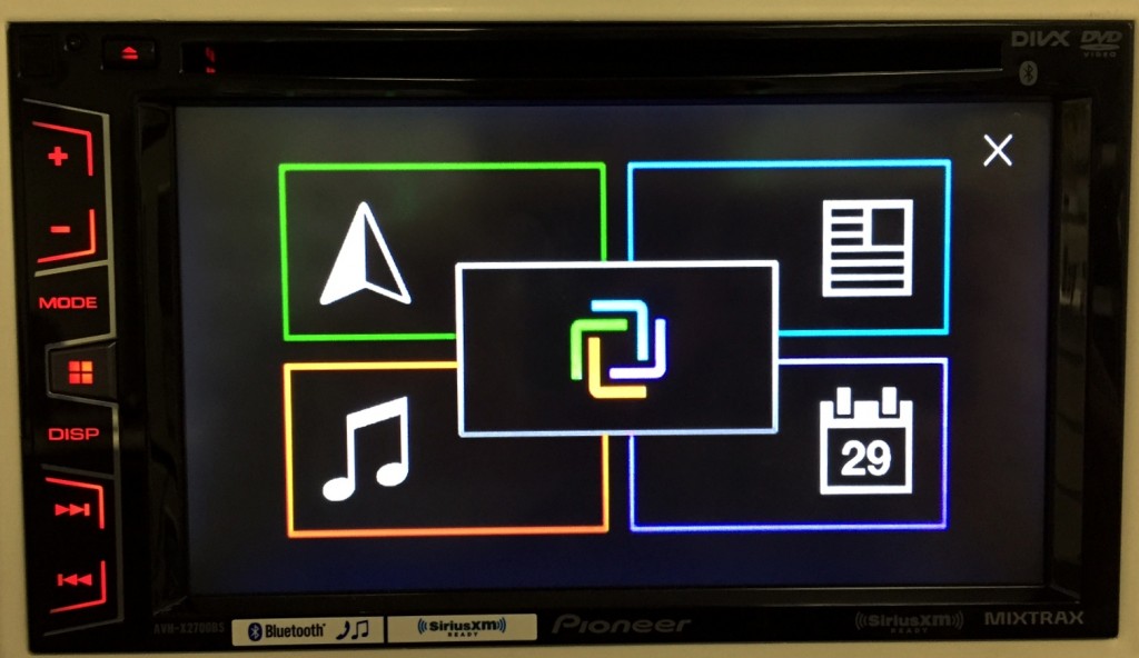 Pioneer Double Din AVH-X2700BS displays App Radio Live interface.