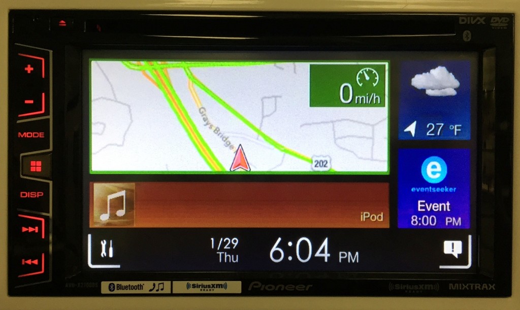 Pioneer Double Din AVH-X2700BS displays Apple Maps.